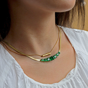 Fashion Chains Necklace Gold Blade Pattern Geometric Design Party Occasion Prong Setting DG-XL00107 - Product Image 3