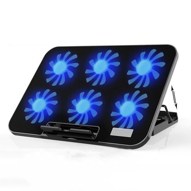 15.6 Inch Mute Laptop Cooler with 6 Exhaust Fans Portable Ultrathin Notebook Heat Dissipation Pad