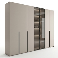 Armoire coulissante en métal de style européen Benovo, pour vêtements féminins, meubles de salon, placard en bois gris