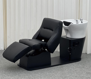 Sillón de Peluquería Moderno con Lavabo de Cerámica y Estructura de Acero Inoxidable para Uso Comercial en Salones de Belleza, con Reposapiés Ajustable y Lavable - Product Image 6