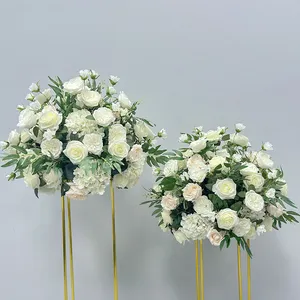 Customized Wedding Flower ball Arrangement Handmade Floral Silk Wedding Table Artificial White Rose Centerpiece Flower Ball