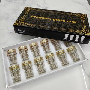 Nuovo Set di <span class=keywords><strong>Bicchieri</strong></span> Marocchini in Vetro 6/<span class=keywords><strong>12</strong></span> Pezzi con Incisioni Dorate, Tazze per <span class=keywords><strong>Acqua</strong></span> e <span class=keywords><strong>Bicchieri</strong></span> da Tè in Stile Arabo - Product Image 2