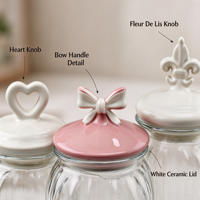 Pot de conservation en verre transparent avec couvercle en céramique, style bohème, design détachable, capacité 0,5-1L, couvercle sans trou pour aliments, comptoir de cuisine