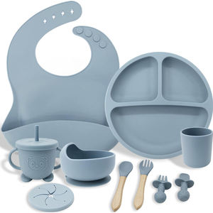 Meilleures ventes d'articles pour bébés, ensemble d'alimentation pour bébé en silicone, ensemble pour nouveau-né, cadeau, ensemble d'assiettes pour bébé - Product Image 2