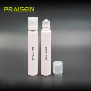 Fornecedor plástico perfume rolo em garrafa com logotipo 13ml rosa cosméticos recipiente óleo essencial metal rolo em garrafa