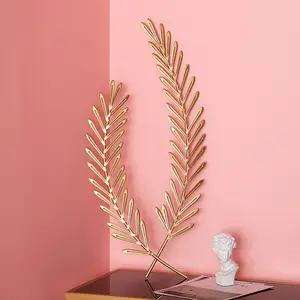 ホームインテリアディスプレイメタルウォールアートの装飾クリエイティブゴールデン小麦植物錬鉄製の装飾リビングルーム吊り壁の装飾