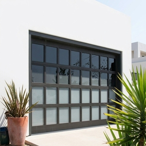 <span class=keywords><strong>Porte</strong></span> <span class=keywords><strong>de</strong></span> <span class=keywords><strong>garage</strong></span> sectionnelle moderne en alliage d'aluminium noir, pliable, coupe-vent, avec miroir extérieur en verre, au <span class=keywords><strong>meilleur</strong></span> rapport qualité-prix pour maison - Product Image 1