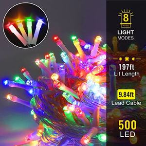 Luces de Navidad para Exteriores, 200 pies, 500 Luces LED de Hadas, Guirnalda de Luces Decorativas Impermeables para Fiestas Navideñas - Product Image 2