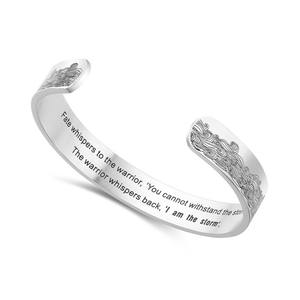 Brazalete de acero inoxidable Chapado en plata con grabado personalizado, brazalete con personalidad 316L, I am <span class=keywords><strong>Storm</strong></span> - Product Image 1
