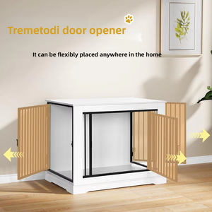 Jaula de madera decorativa ecológica para perros de 3 puertas, diseño clásico moderno, perrera estable y duradera para perros con mesa para perros pequeños/medianos - Product Image 5