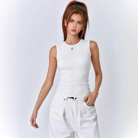 Débardeur de sport décontracté pour femme - 92% coton/8% élasthanne, tissu tricoté en fil peigné, col rond, 220g, écologique