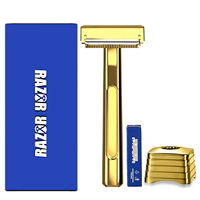 Porte-lame de rasoir de sécurité double lame en acier inoxydable 20T pour le rasage du visage des hommes, design vintage, boîte cadeau LIBANG