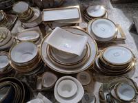 Chaoda Vente en Gros Vaisselle en Céramique Porcelaine Blanc Doré Vendue par Carton par Tonne Modèles Assortis Prix Bas