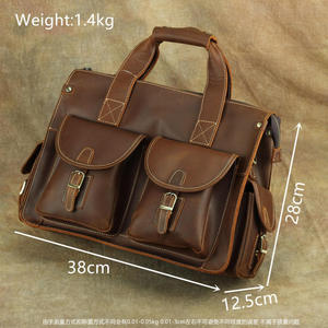 Bolso de Mano de Cuero Crazy Horse Retro de Andong, Bolso de Hombro Ejecutivo, Maletín para Portátil de 14 Pulgadas, Bolsos de Mensajero de Gran Capacidad - Product Image 2
