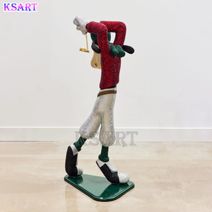 Sculpture de Goofy colorée incrustée de diamants, jouant au golf, recouverte de strass, Goofy de dessin animé pour décoration de galerie, artisanat en résine - Product Image 3