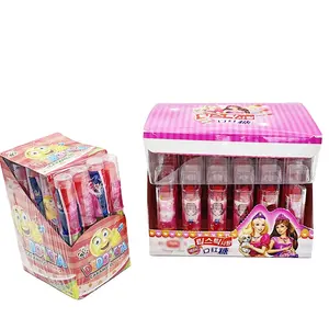 Mainan permen push pop menarik mainan lipstik lollipop bentuk permen keras dengan cahaya untuk lipstik starburst permen yang menyala