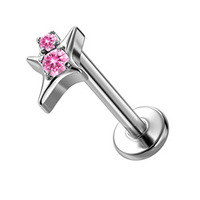 Gaby ASTM F136 Titane Clous de piercing pour lèvre et cartilage d'oreille, motif petite croissant de lune et zircon, tendance, à filetage interne, unisexe