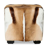 Pouf Ottoman en Cuir de Springbok Véritable, Fait Main, Unique, Style Art Déco, pour Salon, Banc, Repose-Pieds, Rembourré pour Coiffeuse