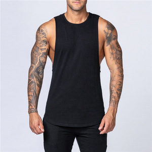 Tùy chỉnh thực hiện phòng tập thể dục Áo ghi lê SINGLET 95% cotton người đàn ông của phòng tập thể Dục Đào Tạo Trắng Tank Tops - Product Image 4