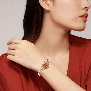 [Hong Kong International Jewellery Show] Neo-Chinese Style Gilded Peony <b>Bracelet</b> Adorned for Wedding Banquet Daily Fashion - Product Image 4