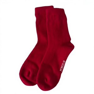 Wholesale MONGOLIA Sheep Wool <b>Crew</b> <b>Socks</b> for <b>Women</b> Solid Red Breathable Knitted For Daily Casual Wear Adults OEM ODM - Product Image 1