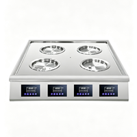 Chauffe-plats à quatre compartiments 16000W, cuiseur vapeur anti-brûlure à 4 trous en acier inoxydable pour Baozi et Dim Sum