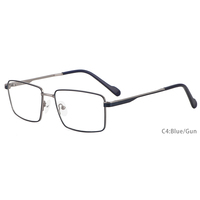 Monturas de Gafas Metálicas Rectangulares Clásicas FEROCE para Hombre 9145, Diseño Bicolor con Bisagra de Resorte Reparable