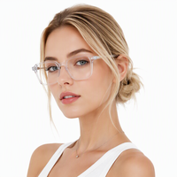 Lunettes de vue unisexes de marque JS, monture carrée noire classique de créateur, charnières à rivets, mélange d'acétate, motif personnalisé, toutes formes de visage