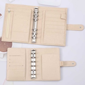 Best Seller A6 kertenkele yüzük bütçe bağlayıcı cüzdan düğme gündem planlayıcısı Ins <span class=keywords><strong>Etsy</strong></span> FB TK siyah beyaz gri pembe bej deri kılıf - Product Image 4