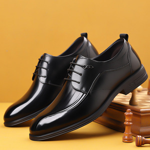 Nuevos Zapatos de Cuero para Hombre, Impermeables, que Aumentan la Estatura, Estilo Británico 2025, Zapatos de Vestir para Bodas, Zapatos Casuales Negros con Cordones para Otoño - Product Image 4