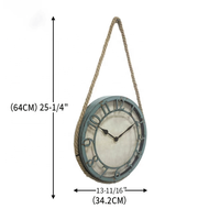 Infinity Time 13 pouces horloge murale côtière corde de chanvre mouvement à Quartz marocain en détresse corps en plastique 3D chanvre déco horloges suspendues