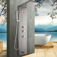 Panneau de douche thermostatique avec pommeau de pluie en acier inoxydable et céramique pour eau douce