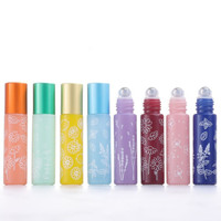 Bouteille d'emballage cosmétique rechargeable personnalisée 10ml couleur macaron huile essentielle parfum huile bouteille en verre avec boule à roulettes