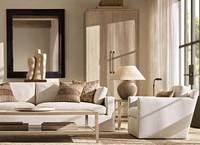 Fauteuil pivotant moderne de luxe à 360° en tissu lin camel, fauteuil club confortable et rembourré, fauteuil d'appoint pour salon et maison