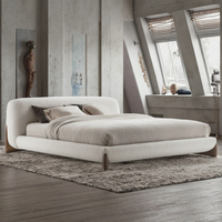 Lit capitonné de luxe moderne de style nordique, taille Queen/King, avec cadre en bois massif et revêtement en velours, lit double avec rangement pour chambre à coucher