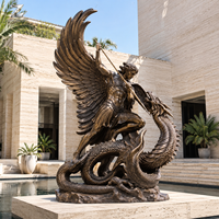 Sculpture en bronze de Saint Michel Archange, artisanat métallique, moulage à la cire perdue, statue religieuse durable pour la décoration de villas, jardins et monuments.