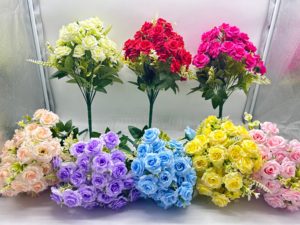 18 cabezas hechas a mano coloridas rosas boda decoración hogar Mesa rojo blanco flores bonsái bonito arreglo de paisajismo - Product Image 6