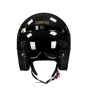 Casco de Motocicleta Retro de Fibra de Carbono, Estilo Americano, Casco Abierto con Espejo Interno, Casco Tres Cuartos - Product Image 4