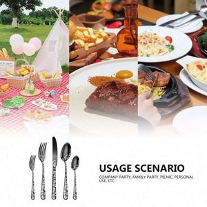 For Explosions Pattern Modern Minimalist Brushed Finish Stainless Steel 5-Piece Tableware Set Knife Fork Spoon Tea Spoon - Product Image 6