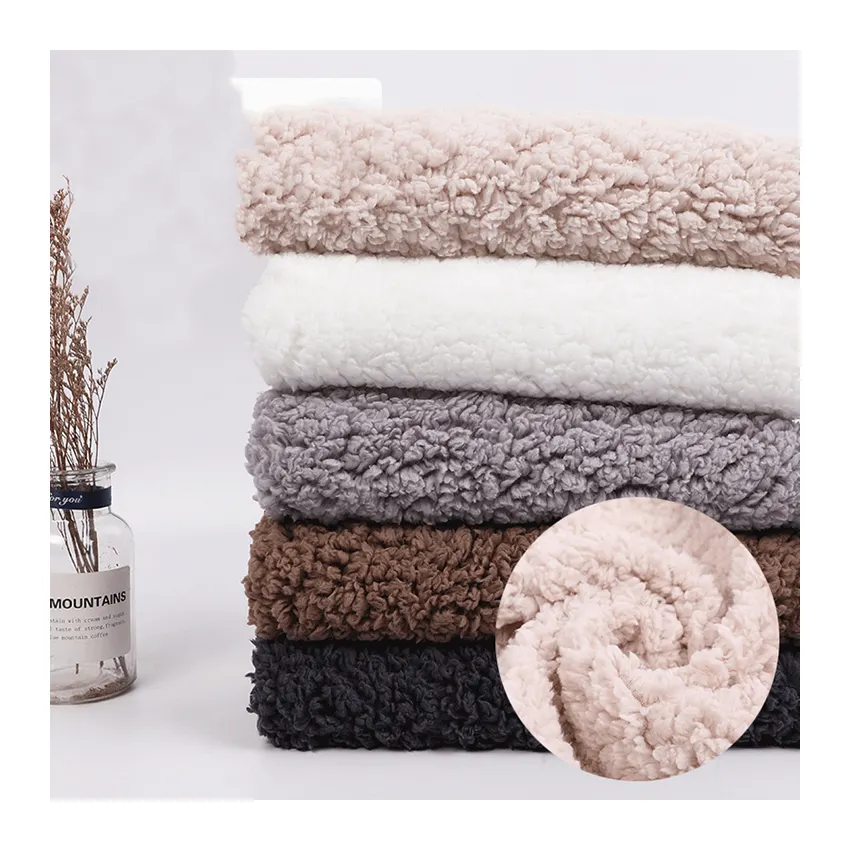 Ready to Ship Stock Products Soft Fleece Velvet Sherpa Fabric For Autumn/Winter Clothing