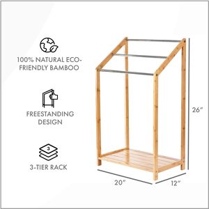 <span class=keywords><strong>Support</strong></span> d'accessoires de bain moderne en bambou pratique pour la maison Porte-serviettes en <span class=keywords><strong>échelle</strong></span> avec fonction de rangement pour la salle de bain - Product Image 2