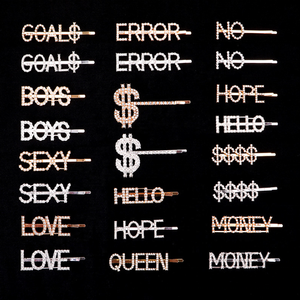 Horquillas de pelo ostentosas <span class=keywords><strong>con</strong></span> <span class=keywords><strong>palabras</strong></span> y letras personalizadas de alta calidad, pinzas de pelo de Metal de estilo japonés y coreano para niñas, decoración del cabello, Color negro - Product Image 2