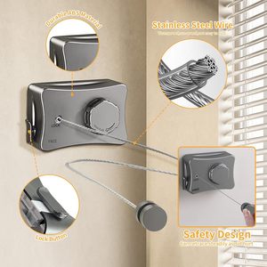 En gros Étendoir à linge mural rétractable réglable anti-affaissement pour le séchage et le rangement des vêtements - Product Image 5