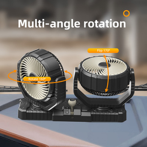 Dual <b>Head</b> Van Truck <b>Fan</b> for Dashboard with 2 Wind Speed Adjustable Double <b>Head</b> <b>Fan</b> 12V 24V Auto Vehicle <b>Fan</b> - Product Image 4