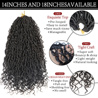 Extensions de cheveux synthétiques tressées en boîte de 18 pouces, style River Locs, avec pointes bouclées bohèmes, couleur ombrée, pour femmes noires