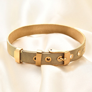Pulsera de malla de moda de 10 mm, de acero dorado, accesorio de regalo de joyería para mujer - Product Image 3