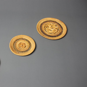 Bamboo Coasters Round Handmade Heat Insulating Mats Traditional Chinese Design Tea Ceremony Placemats - Product Image 2