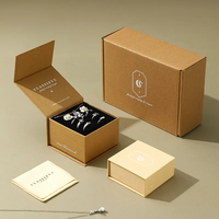 Boîte à bijoux magnétique en carton kraft Becan, boîte cadeau à bijoux à ouverture rabattable, boîte à collier, à bague, à bracelet, emballage de bijoux