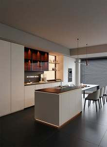 Meuble de cuisine moderne en panneaux de particules multifonctionnels, écologiques, résistants à l'eau, design îlot de cuisine, bord arrondi, 2025 - Product Image 2