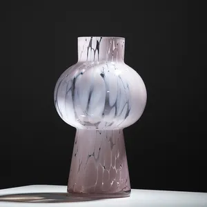 Groothandel Licht Luxe Roze Glazen Vazen Creatieve Kunst Vazen Met Droge Bloem Hydrocultuur Tafelglas Vazen